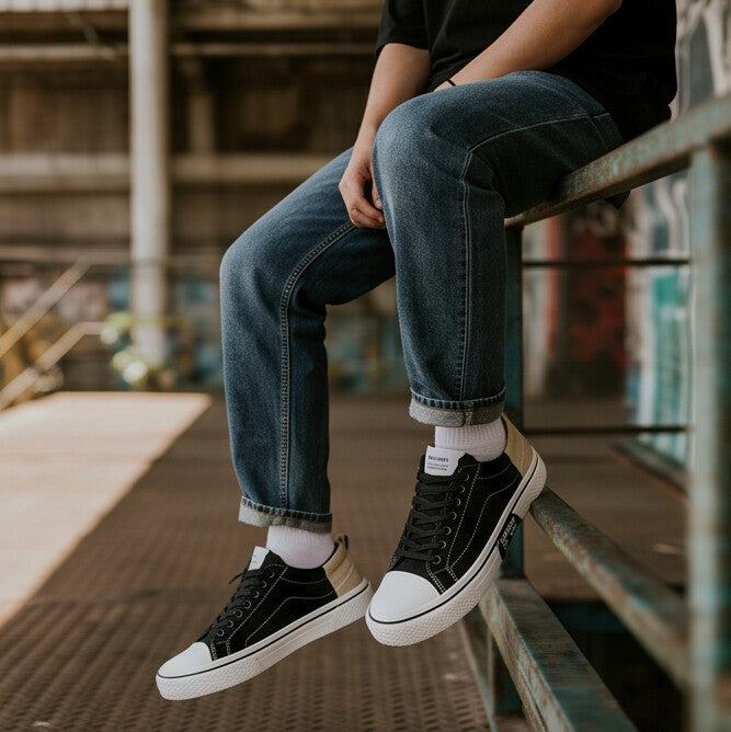 Retroglide — Canvas Court Sneaker with Graphic Sole