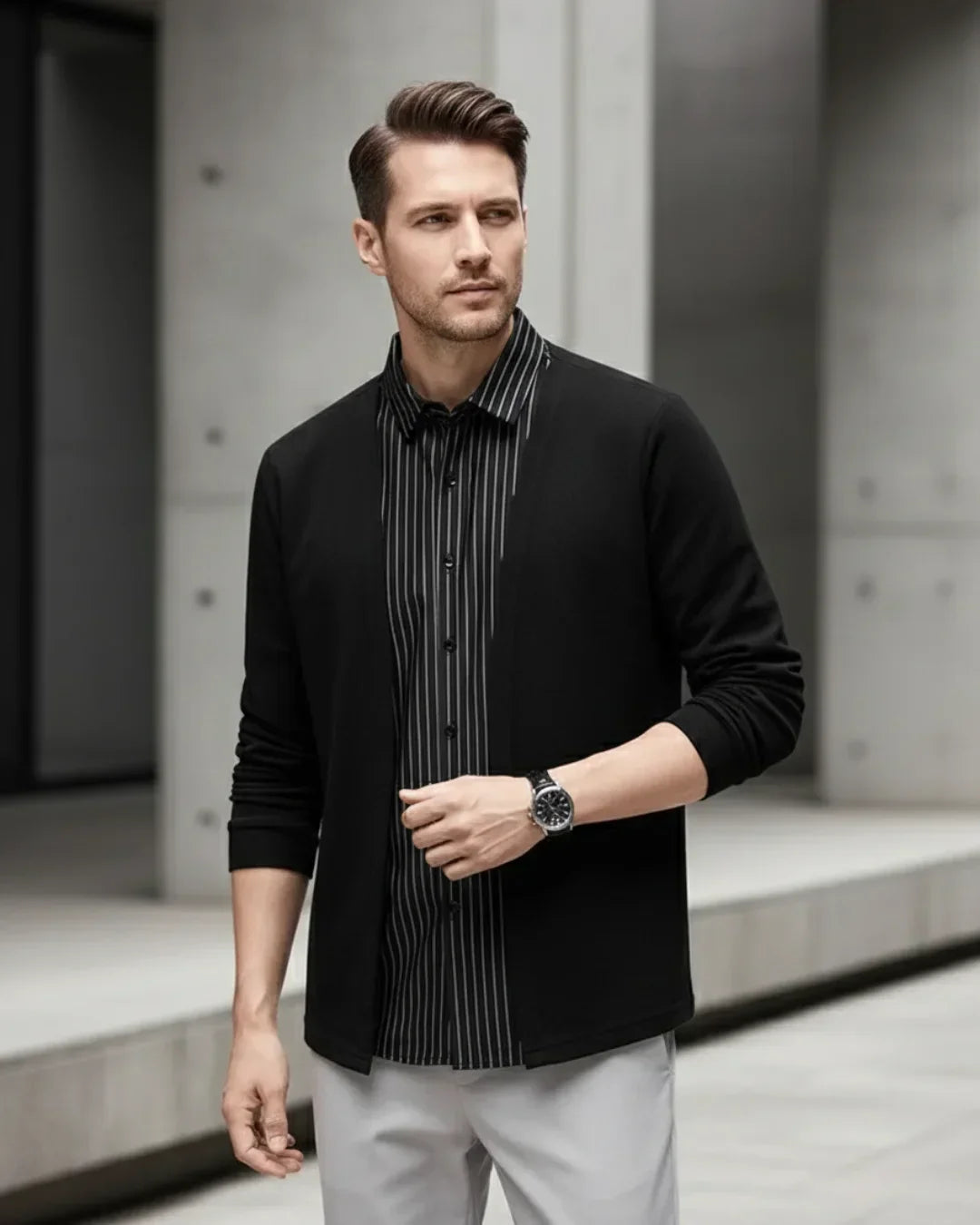 Gianluigi™ Italian 2-in-1 cardigan shirt